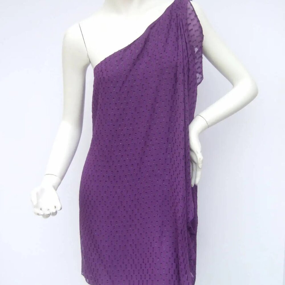 Halston Heritage Silk, Purple One Shoulder Sparkly Dress, Party, Summer
